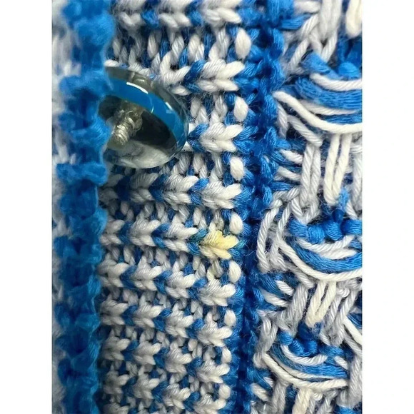 Leggiadro Women's Blue Herringbone Cardigan Sweater Size L - Picture 5 of 11